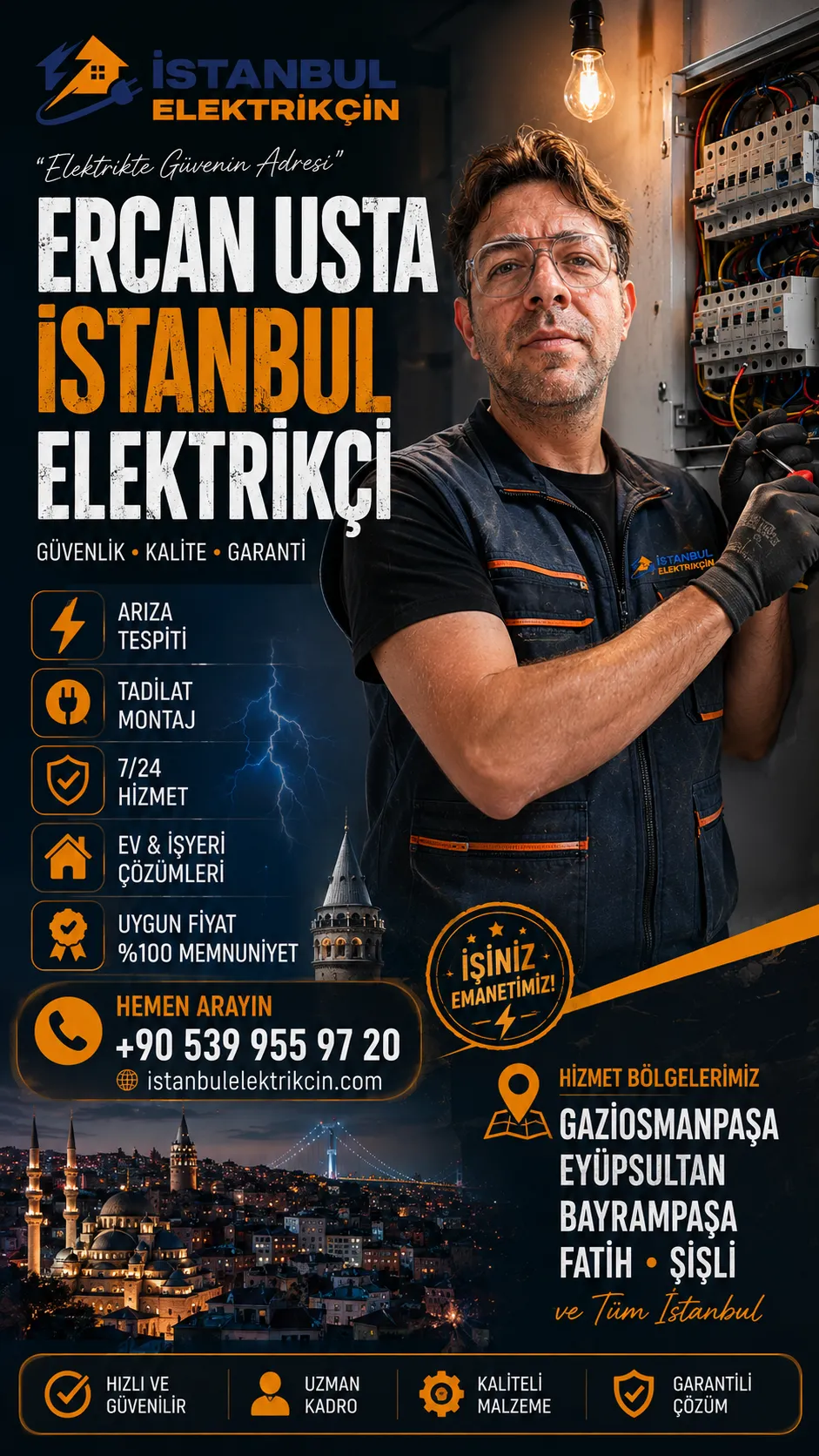 Ercan Usta öncelikli elektrikçi hizmet bölgeleri